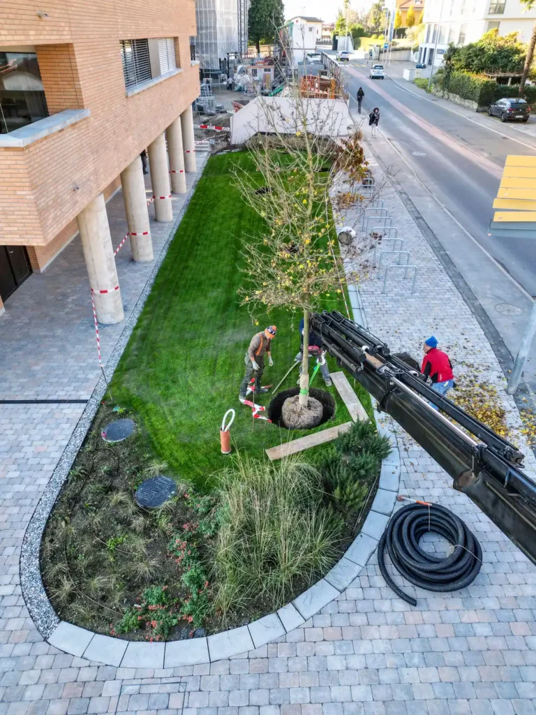 giardiniere paesaggista all'opera