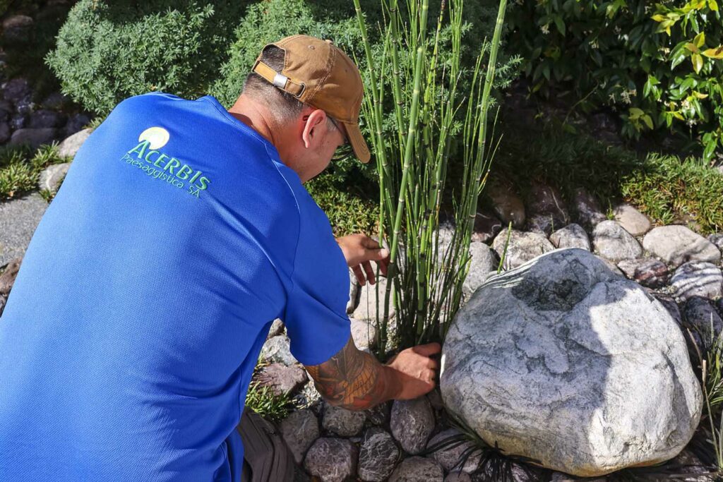 giardiniere professionista all'opera a lugano